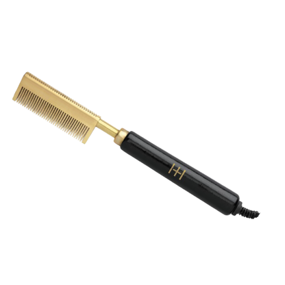 Hot & Hotter Electric Straightening Comb Medium Curved Teeth, 1 Count, Black & Gold: Default Title