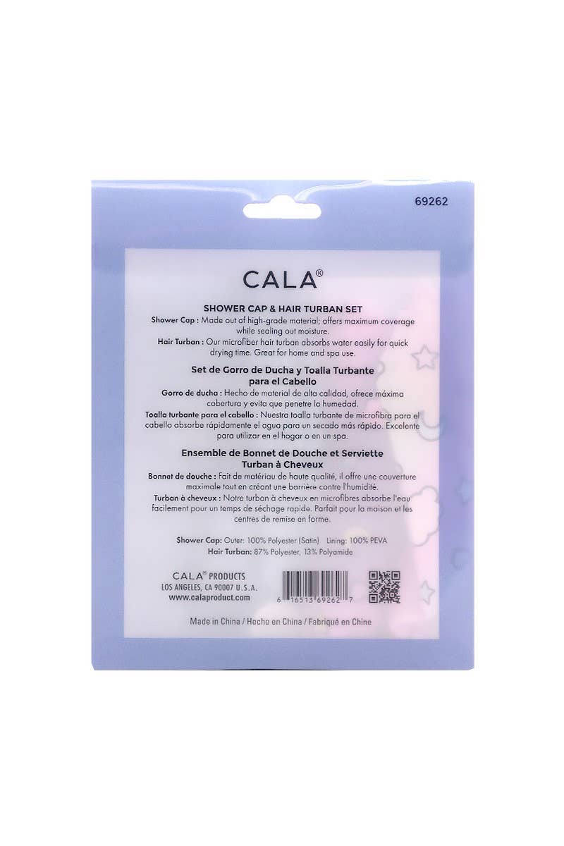 CALA 69262 Star Moon 2pc Shower Cap & Hair Turban Set - 6set