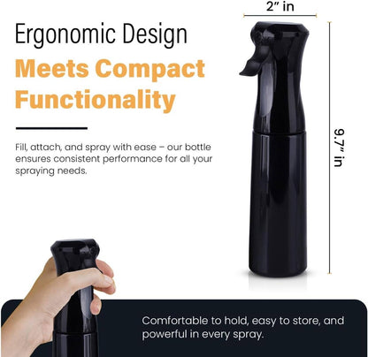 Continuous Spray Bottle with Ultra Fine Mist - Black