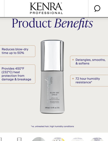 KENRA PLATINUM
BLOW-DRY SPRAY
ADVANCED DRY THERMAL PROTECTANT