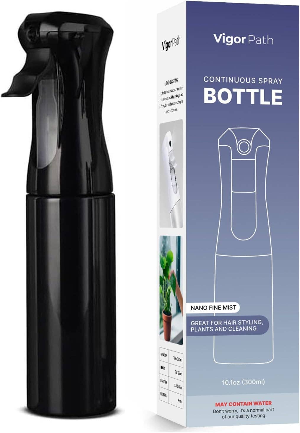 Continuous Spray Bottle with Ultra Fine Mist - Black
